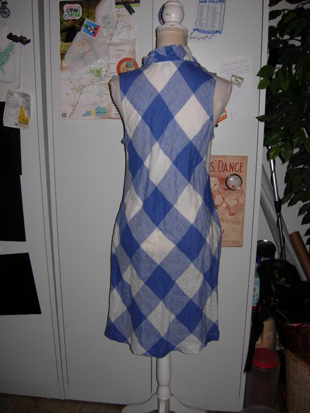 Crown & Ivy Sleeveless Gingham Linen Dress M - Picture 5 of 7